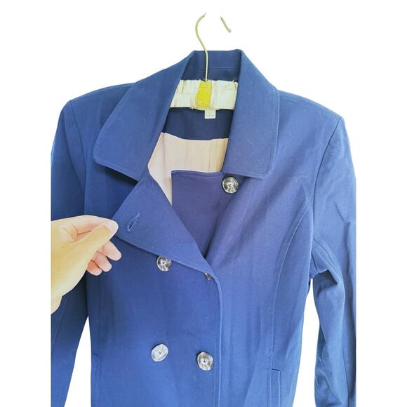 41 Hawthorn Crue Double Breasted Belted Trench PeaCoat Jacket Navy Blue Large - Picture 11 of 12